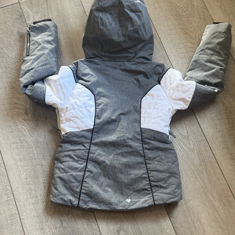 Obermeyer Gray and White Kids Ski Jacket - Picture 10 of 12
